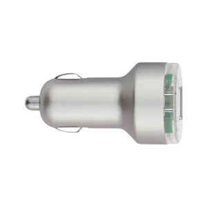 Matte Silver - Car Charger With Two Usb Ports To Charge Multiple Devices On The Go