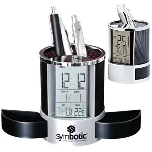 Features Digital Calendar, Alarm Clock, Thermometer, And 2 Flip-open Storage Cabinet