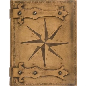 Firenze Compass Rose - Tooled Beige Leather Album With Metal Rivets And Black Stamping