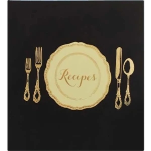 Table Setting - Black Recipe Keeper Covered In Stain Resistant Faux Leather
