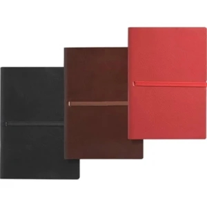 Perugia - Black Genuine Leather Journal With Elastic Band Closure, Lined Pages. 5" X 7"