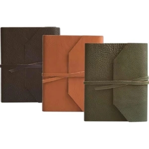 Firenze Frieri - British Tan Supple Genuine Leather Wrap Journal. 5" X 7"