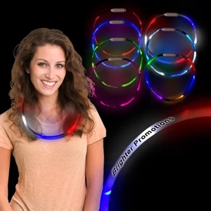 Red White And Blue Fiber Optic Led Light Up Glow Necklace Jewelry, Blank