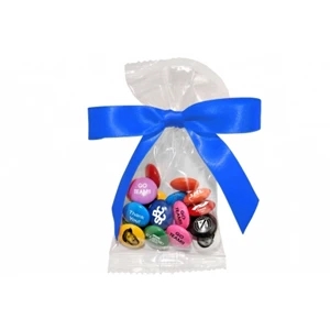 20 Pc Bag Of Printed Candy Coated Chocolate Mints With A Bow. 4 Wrapper Colors
