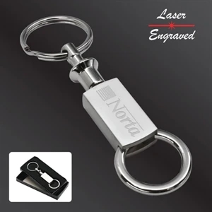 Pull-apart Key Tag For Valet, Rectangle Shiny Metal Body With Laser Engraving