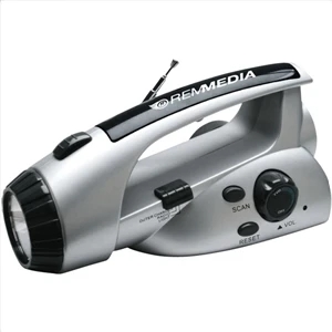 Features Led Flashlight And Fm Radio. Powered By Dynamo Hand Crank Or 6v Dc Adapter