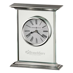 Clifton - Glass And Metal Carriage Table Clock With White Dial And Roman Numerals