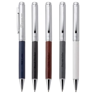 Fabrizio - Ballpoint Pen; Brass With Vinyl Covered Lower Barrel. Twist Action