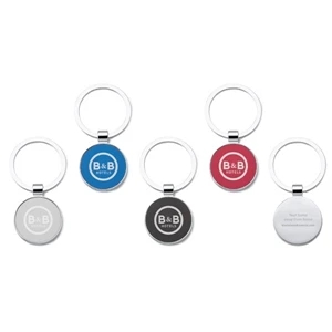 Julia - Metal Key Ring With Matte Metallic Plate, Chrome Finish And Split Ring