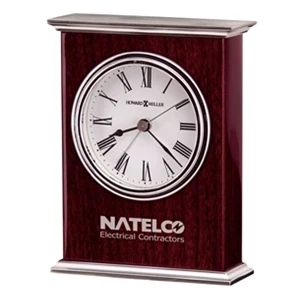 Kentwood - Rosewood Finish Carriage Clock With Alarm, Nickel Finish Top And Base