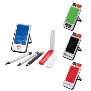 Mobile Device Stand With Pen, Pencil, Capacitive Stylus & Microfiber Cloth