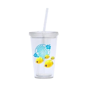 Slide - Bpa Free 16 Oz. Double Wall Acrylic Tumbler With Full Color Insert