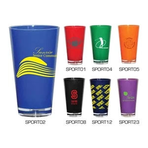 Pint 1 - Colored Acrylic Pints. 16 Ounces. Glossy Finish. Double Wall Construction