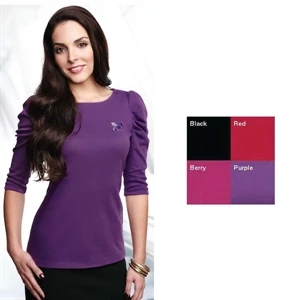 Naomi Lilac Bloom (r) - X S- X L - Women's 3/4-sleeve Boat Neck Shirt. 8.1 Oz 60% Cotton/40% Polyester