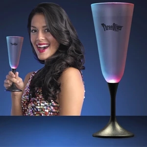 Classy And Bright Champagne Glass With A New Black Base, 60 Day Production
