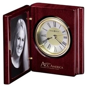 Portrait Book - High-gloss Rosewood "book" Clock With A Frame To Hold A Photo