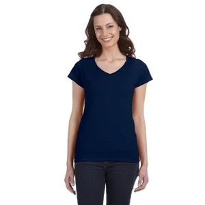 Gildan (r) - Heathers S- X L - Ladies' 4.5 Oz Junior Fit V-neck T-shirt In 100% Preshrunk Cotton