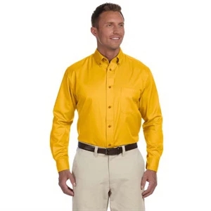 Harriton - S- X L - Men's Long-sleeve Polyester/cotton Twill Shirt With Stain Release