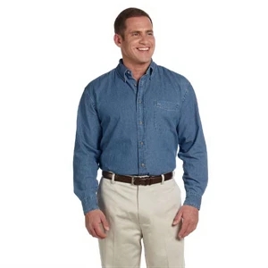 Harriton - 2 X L - Men's 6.5 Oz. Long-sleeve Denim Shirt With Twill Tape At Neck