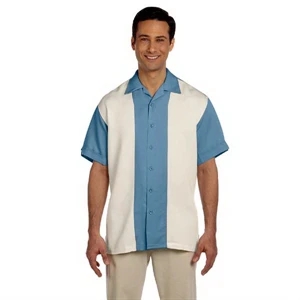 Harriton Bahama - S- X L - Men's Two-tone Cord Camp Shirt Made Of 66% Rayon/34% Polyester