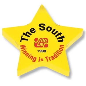 Screened Star Shaped Paperweight, 3/4" Thick Clear Acrylic. Contemporary Designed