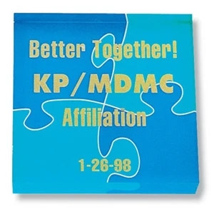 Screened Square Shaped Paperweight, 3/4" Thick Clear Acrylic. Contemporary Designed