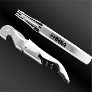 A Portable Wine Opener: A Wine Corkscrew, A Bottle Opener And A Knife/foil Cutter
