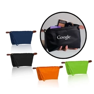 Nylon Cosmetic/accessory Bag With Coordinating Zipper And A Wrist Strap