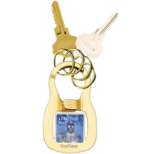 Keyklasp (r) - Metal Key Chain, Patented Squeeze Release, 4 Split Rings, Full Color Domed Logo