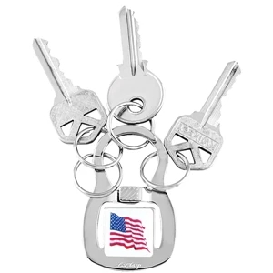 Keyklasp (r) - Metal Key Chain, Patented Squeeze Release, 4 Split Rings, Full Color Domed Logo