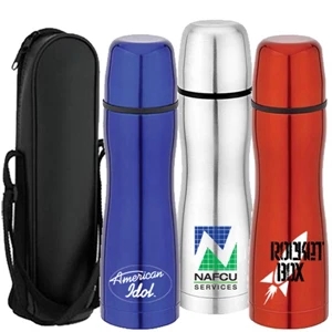 Stainless Steel 16 Oz. Curvy Shaped Water Bottle With Push Button, Pour Spout