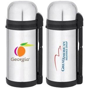 Stainless Steel 50 Oz. Thermal Bottle With Cup, Cap, Handle And Carrying Belt