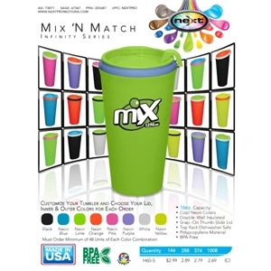 Infinity - 16 Oz Tumbler With Choice Of Inner And Outer Colors, Thumb Slide Lid
