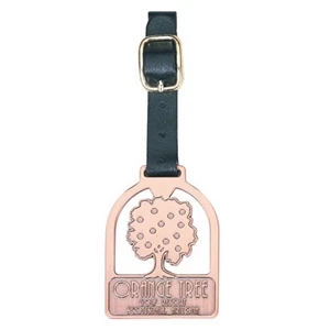 Golf Metal Bag Tag With Choice Of Antique Finish And Black Leather Strap