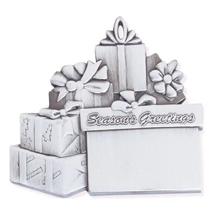 Cast Relief Packages Ornament With Antique Pewter Finish And Matching Cord