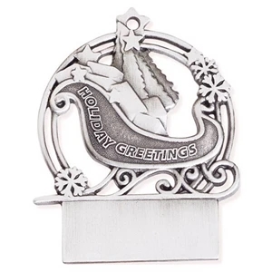 Cast Relief Sleigh Ornament With Antique Pewter Finish And Matching Cord