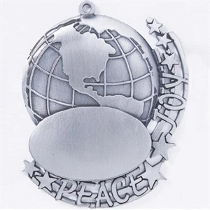 Cast Relief Stock Peace & Joy Ornament With Antique Pewter Finish And Matching Cord