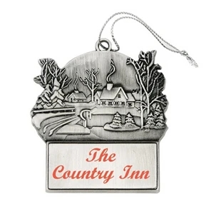 Cast Relief Grandma's House Ornament With Antique Pewter Finish And Matching Cord