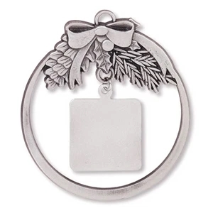 Charm Collection - Die Cast - Stock Round Ornament With Brass Charm And Matching Cord