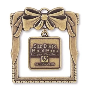 Charm Collection - Die Cast - Stock Window Ornament With Brass Charm And Matching Cord