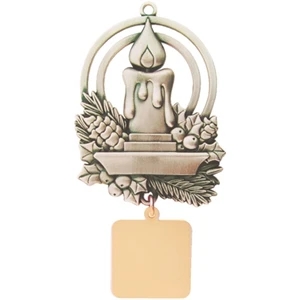 Charm Collection - Die Cast - Stock Charming Candle Ornament With Brass Charm And Matching Cord