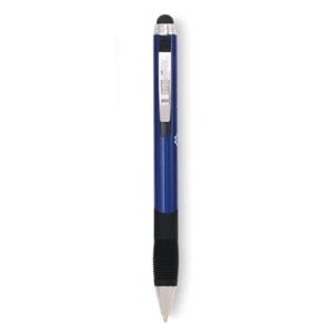 Zebra - Blue - Retractable Stylus Pen With Lacquered Metal Barrel, Chrome Trim And Rubber Grip