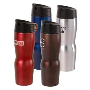Aroma - 16 Oz Vacuum Tumbler With Leak-proof Screw-on Lid And Lip And Finger Grooves