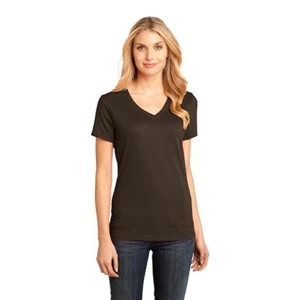 District Made (tm) - X S - X L White - Ladies' V-neck Tee, 100% Cotton, Ultra-soft