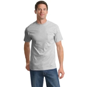 Port & Company (r) Essential - X S- X L Ash - 100% Cotton 6.1 Oz. Coverseamed Neck T-shirt With Pocket