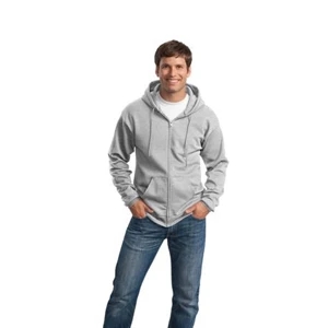 Port & Company (r) - 2 X L White - Classic Full-zip Hooded Sweatshirt, Two-ply Hood, Dyed-to-match Drawcord