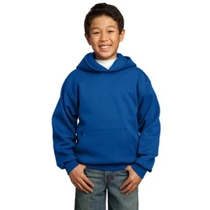 Port & Company (r) - White - Cotton/polyester Fleece Youth Pullover Hooded Sweat Shirt With Pouch Pocket