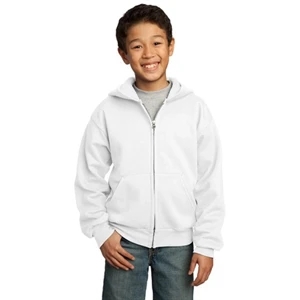 Port & Company (r) - X S - X L White - Youth Full Zip Hooded Sweat Shirt