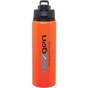 H2go (r) Surge - Neon Orange - 28 Oz Single Wall Aluminum Water Bottle With Threaded Flip-top Lid