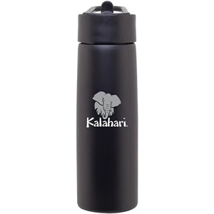 H2go (r) Hydra - Matte Black - 24 Oz Single Wall Stainless Steel Water Bottle With Flip-up Straw